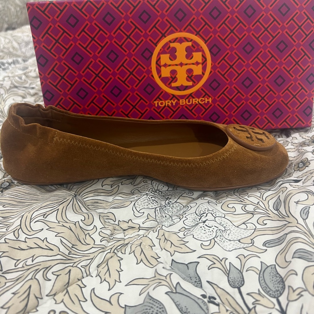 Tory Burch Tan Suede Flats